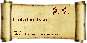 Hintalan Iván névjegykártya